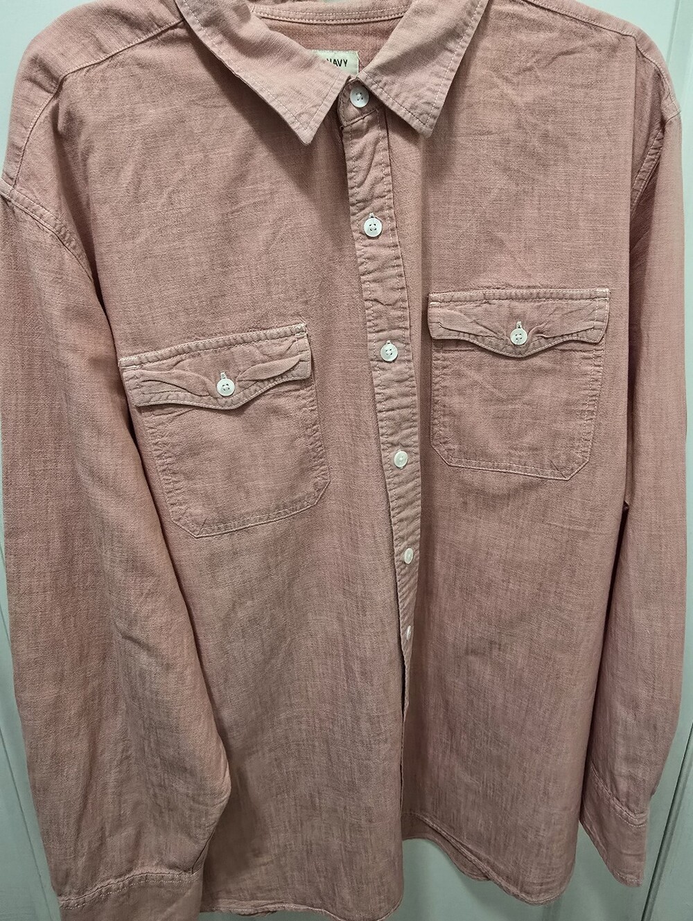 Old Navy Mens XXL Dusty Rose Pink Short Sleeve Button Down Shirt Dual Pocket